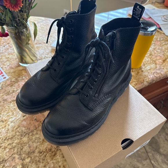 Dr. Martens Black Leather Lace-Up Boots (w/ side zipper) - Picture 5 of 5